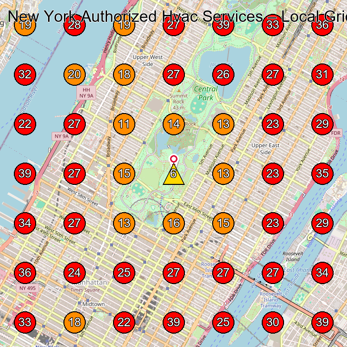 New York Authorized Hvac Services GeoGrid visibility map for Hvac Contractor in New York